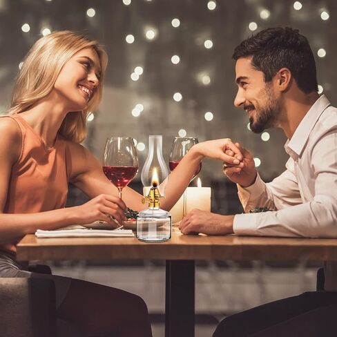 2 Pieces Chamber Oil Lamp Classic Kerosene Lamp Lantern Vintage Oil Lantern Decorative Clear Hurricane Lamp with Adjustable Fire Wick for Home Indoor Use, 13 Inch Height (Clear, Black) in Kuwait