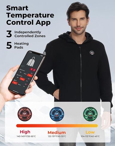 KEMIMOTO Soft Fleece Heated Hoodie for Men and Women, Unisex Heated Sweatshirt with 12V 20000mAh Battery in Saudi Arabia