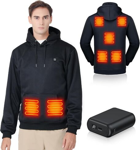 Heated Hoodie for Men with Battery Pack, Electric Heating Sweatshirt, Winter Thermal Pullover Sweater, 20000mAh in Saudi Arabia