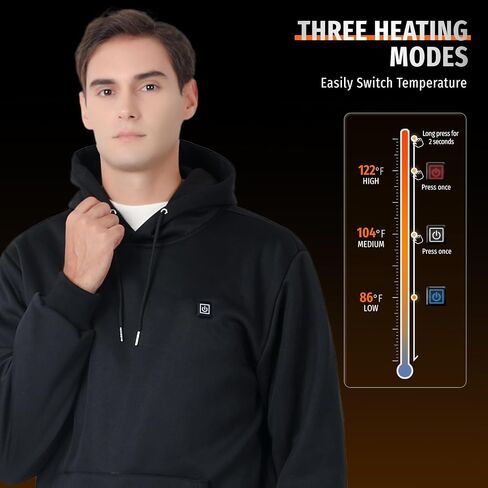 Heated Hoodie for Men with Battery Pack, Electric Heating Sweatshirt, Winter Thermal Pullover Sweater, 20000mAh in Saudi Arabia
