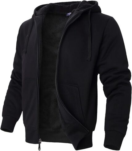 Heavyweight Hoodies for Men Jackets Comfy Sherpa Lined Zip Up Hoodie Coats with Pockets Outerwear in Kuwait