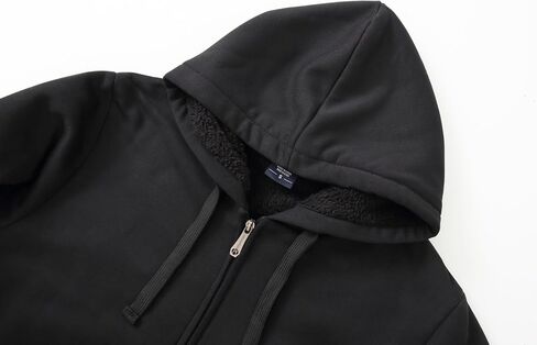 Heavyweight Hoodies for Men Jackets Comfy Sherpa Lined Zip Up Hoodie Coats with Pockets Outerwear in Kuwait
