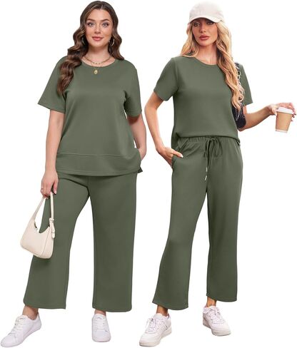 XIEERDUO Women's 2 Piece Lounge Set Fashion Travel Outfits Airport Tracksuit Comfy Wide Leg Loungewear S-3XL in Kuwait