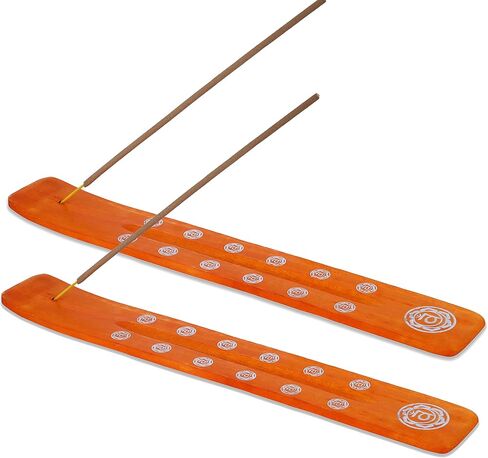 Bless-International Traditional-Handmade-Burner Wooden-Incense-Stick-Holder Ash-Catcher-Stand for-Aromatherapy-Meditation-Yoga (Incense Holder 10 inch(2 pcs)) in Saudi Arabia