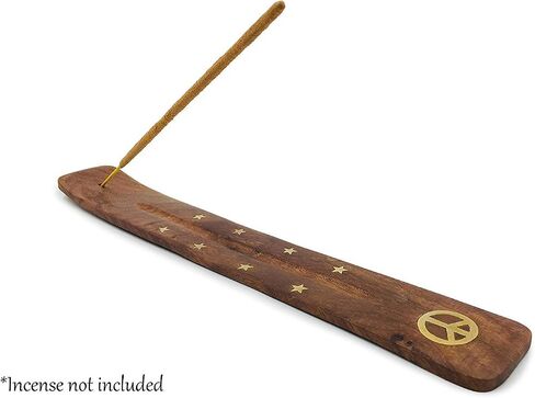 Bless-International Traditional-Handmade-Burner Wooden-Incense-Stick-Holder Ash-Catcher-Stand for-Aromatherapy-Meditation-Yoga (Incense Holder 10 inch(2 pcs)) in Saudi Arabia