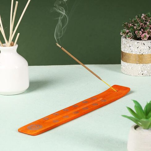 Bless-International Traditional-Handmade-Burner Wooden-Incense-Stick-Holder Ash-Catcher-Stand for-Aromatherapy-Meditation-Yoga (Incense Holder 10 inch(2 pcs)) in Saudi Arabia