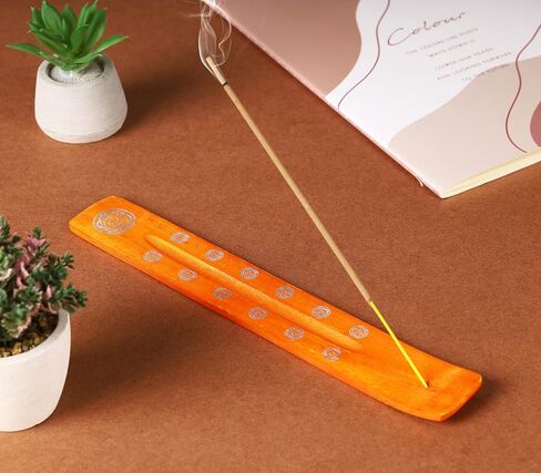Bless-International Traditional-Handmade-Burner Wooden-Incense-Stick-Holder Ash-Catcher-Stand for-Aromatherapy-Meditation-Yoga (Incense Holder 10 inch(2 pcs)) in Saudi Arabia