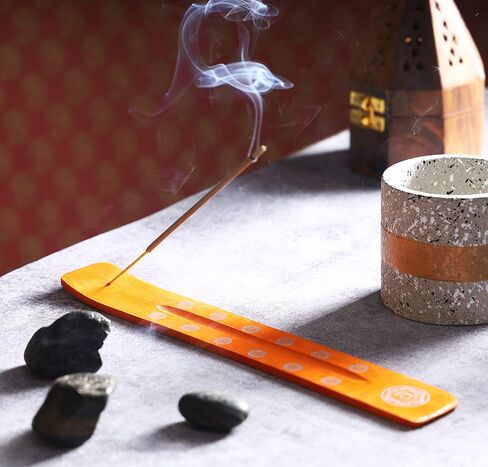 Bless-International Traditional-Handmade-Burner Wooden-Incense-Stick-Holder Ash-Catcher-Stand for-Aromatherapy-Meditation-Yoga (Incense Holder 10 inch(2 pcs)) in Saudi Arabia