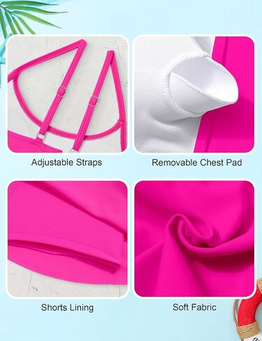 Girls Swimsuits Solid Color Bathing Suits + Pleated Skirts with Shorts 2 Piece Kids Bikini Set in Saudi Arabia