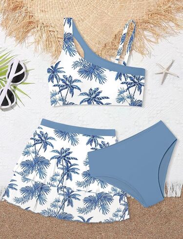 Girls Swimsuit for Girls 7-14y Girls Bathing Suit for Girls Cute Swimwear 3 Piece Swimsuit Padded Bikini with Skirt in Saudi Arabia
