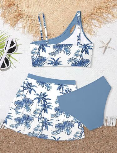 Girls Swimsuit for Girls 7-14y Girls Bathing Suit for Girls Cute Swimwear 3 Piece Swimsuit Padded Bikini with Skirt in Saudi Arabia