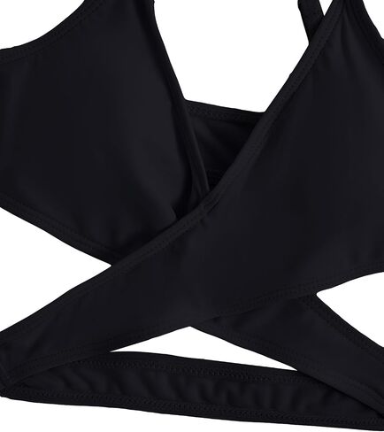 Milumia Girl's 3 Pieces Bikini Set Wrap Criss Cross Swimsuit Bathing Suit with Ruffle Beach Skirt in Saudi Arabia