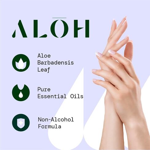ALŌH رذاذ اليد المطهر 3 عبوات | النعناع الأوكالبتوس + الصبار | بخاخ معقم لليدين مرطب بالكحول بنسبة 70% مع زيت عطري للأطفال والكبار | زجاجة بحجم مناسب للسفر بحجم 2 أونصة (مجموعة من 3 قطع) in Kuwait