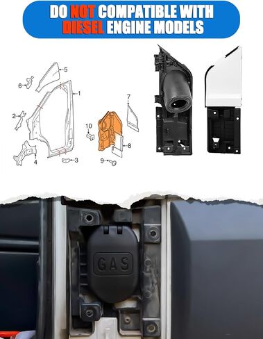 Transit Fuel Door, Transit Gas Door Assembly + White Cover, Compatible with Ford Transit Vans 150 250 350(HD) 2015-2023, Van Fuel Tank Filler Door Pipe for CK4Z-5427936-A CK4Z-5427936-F in Saudi Arabia
