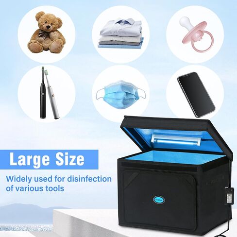 UVC Box Ozone Free with Timer, Portable Large Cleaner Bag with USB Port, UV Light Blue Tote for Mask, Cell Phone, Baby Bottle, Key, Towel in Saudi Arabia