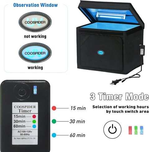 UVC Box Ozone Free with Timer, Portable Large Cleaner Bag with USB Port, UV Light Blue Tote for Mask, Cell Phone, Baby Bottle, Key, Towel in Saudi Arabia