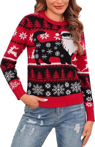 Cowasto Mens Crewneck Christmas Sweater Family Matching Sets Knitted Sweater Pullover in Kuwait