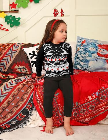 Cowasto Mens Crewneck Christmas Sweater Family Matching Sets Knitted Sweater Pullover in Kuwait