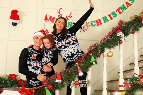 Cowasto Mens Crewneck Christmas Sweater Family Matching Sets Knitted Sweater Pullover in Kuwait