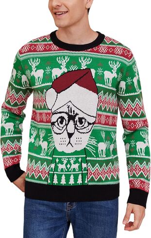 Cowasto Mens Crewneck Christmas Sweater Family Matching Sets Knitted Sweater Pullover in Kuwait
