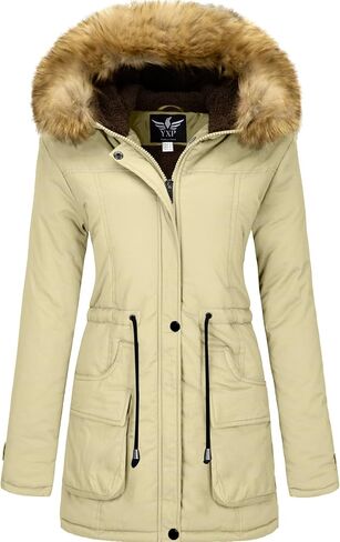 YXP Women's Winter Thicken Military Parka Jacket Warm Fleece Cotton Coat with Fur Hood in Saudi Arabia