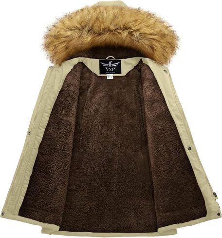 YXP Women's Winter Thicken Military Parka Jacket Warm Fleece Cotton Coat with Fur Hood in Saudi Arabia