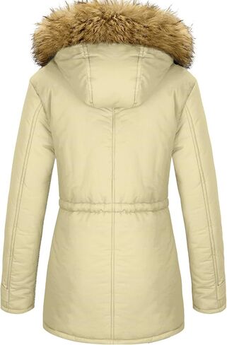 YXP Women's Winter Thicken Military Parka Jacket Warm Fleece Cotton Coat with Fur Hood in Saudi Arabia