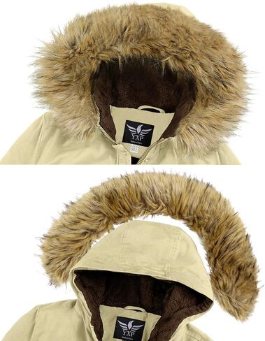 YXP Women's Winter Thicken Military Parka Jacket Warm Fleece Cotton Coat with Fur Hood in Saudi Arabia