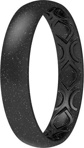 ThunderFit Women Breathable Eternity Pattern Silicone Wedding Rings Anniversary Bands 4mm Wide 1.5mm Thick - 1/2/3/4/5/6/7/8/9/10/12 Variety Multipack in Saudi Arabia