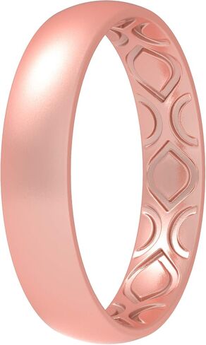ThunderFit Women Breathable Eternity Pattern Silicone Wedding Rings Anniversary Bands 4mm Wide 1.5mm Thick - 1/2/3/4/5/6/7/8/9/10/12 Variety Multipack in Saudi Arabia