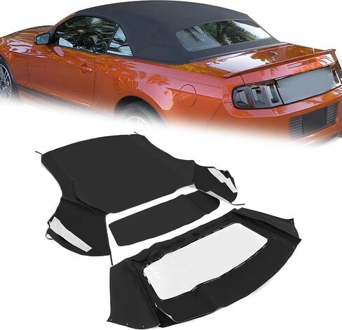 Kojem Convertible Soft Top Compatible with 1994-2004 Ford Mustang Sailcloth Vinyl Roof with Plastic Window Black Foldable in Saudi Arabia