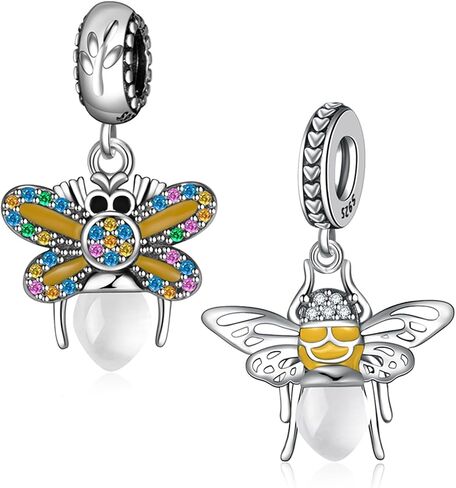 MICOO 925 Sterling Silver Clip Cubic Zirconias Beads Charms for Bracelets and Necklace,2pc Double Gifts for Mums, Couples and Sisters in Saudi Arabia