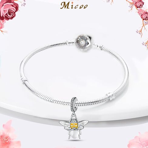 MICOO 925 Sterling Silver Clip Cubic Zirconias Beads Charms for Bracelets and Necklace,2pc Double Gifts for Mums, Couples and Sisters in Saudi Arabia