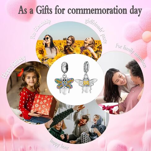 MICOO 925 Sterling Silver Clip Cubic Zirconias Beads Charms for Bracelets and Necklace,2pc Double Gifts for Mums, Couples and Sisters in Saudi Arabia
