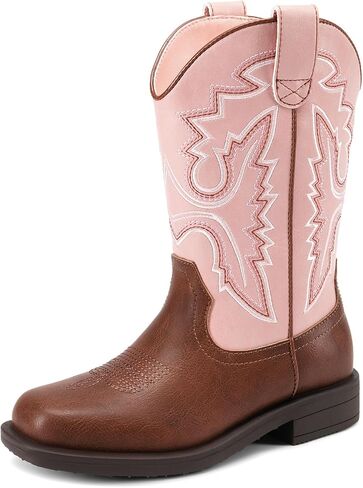 DREAM PAIRS Boys Girls Cowboy Boots Kids Western Square Toe Riding Boots in Saudi Arabia