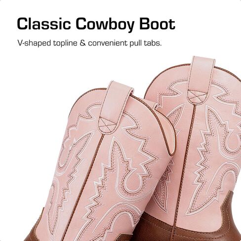 DREAM PAIRS Boys Girls Cowboy Boots Kids Western Square Toe Riding Boots in Saudi Arabia