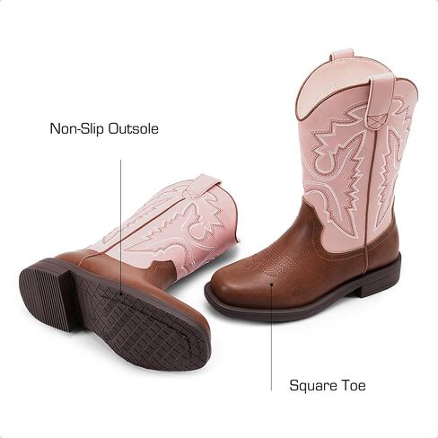 DREAM PAIRS Boys Girls Cowboy Boots Kids Western Square Toe Riding Boots in Saudi Arabia