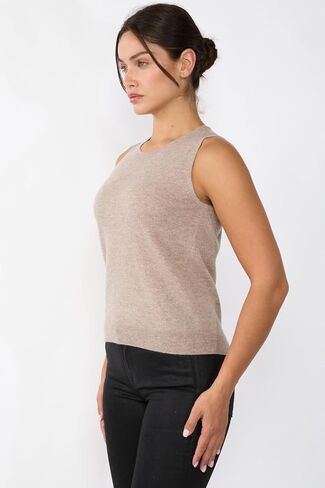 JENNIE LIU 100% Cashmere Tank Tops for Women | Sleeveless Crewneck Sweater Vest in Kuwait
