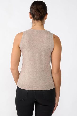 JENNIE LIU 100% Cashmere Tank Tops for Women | Sleeveless Crewneck Sweater Vest in Kuwait