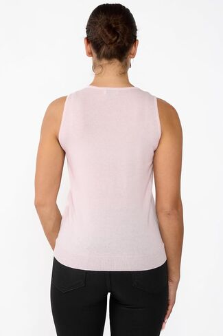 JENNIE LIU 100% Cashmere Tank Tops for Women | Sleeveless Crewneck Sweater Vest in Kuwait