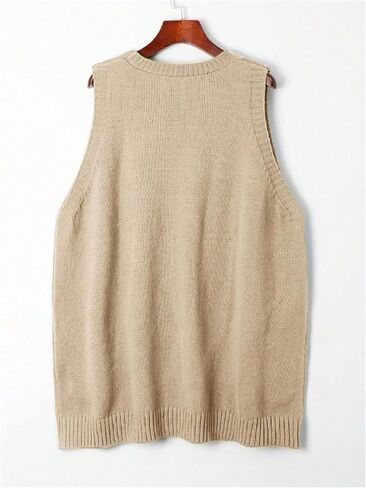 SOLY HUX Women's Plus Size Sweater Vest V Neck Sleeveless Loose Fit Knit Pullover Tank Tops with Pockets in Kuwait