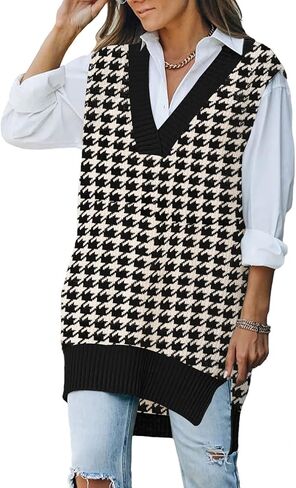 سترة نسائية محبوكة كبيرة الحجم من Kisscynest برقبة على شكل حرف V كاجوال فضفاضة بدون أكمام in Kuwait