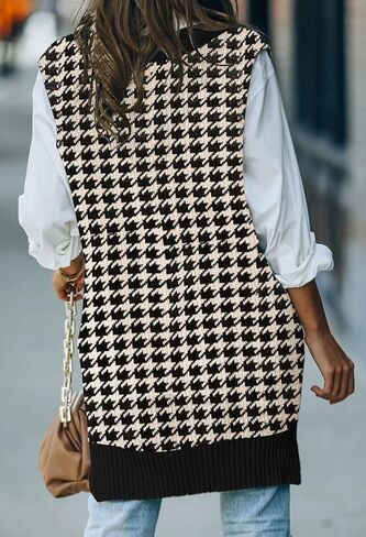 سترة نسائية محبوكة كبيرة الحجم من Kisscynest برقبة على شكل حرف V كاجوال فضفاضة بدون أكمام in Kuwait