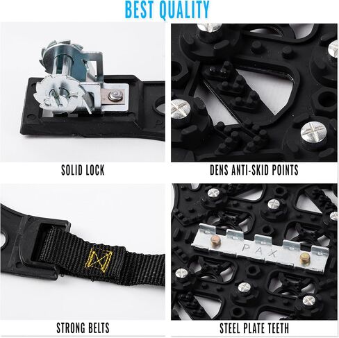 VaygWay Car Snow Tire Anti-Slip Chains - All Season Black Upgraded - Emergency Vehicle Tire Chains for Cars, SUVs, & Trucks (Black Upgraded, 6 Pack) in Kuwait