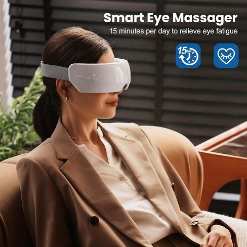 TOLOCO Eye Massager with Heat, FSA/HSA Eligible Eye Mask Massager for Migraines with Bluetooth Music, Face Massager for Eye Strain, Improve Sleep, Wedding, Birthday Gifts for Women/Men in Saudi Arabia