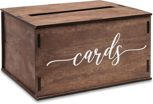 Wooden Wedding Card Box with Slot & Lid | Decorations for Reception for Wedding Gifts & Money | Baby & Bridal Shower, Graduation - Standard Size in Kuwait