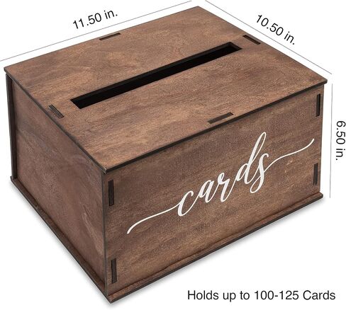 Wooden Wedding Card Box with Slot & Lid | Decorations for Reception for Wedding Gifts & Money | Baby & Bridal Shower, Graduation - Standard Size in Kuwait