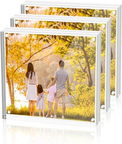 Acrylic Photo Frames 3.5x5 Double Side Magnets Picture Frame, Magnetic Picture Frames for 3x4, 3x5, 3.5x4.5 photo, 10 + 10MM Thickness 1Pack in Kuwait