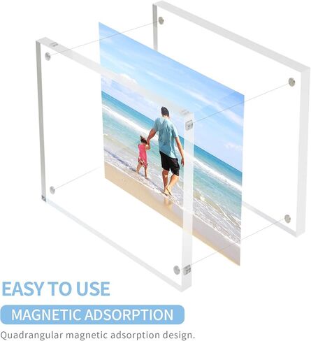 Acrylic Photo Frames 3.5x5 Double Side Magnets Picture Frame, Magnetic Picture Frames for 3x4, 3x5, 3.5x4.5 photo, 10 + 10MM Thickness 1Pack in Kuwait
