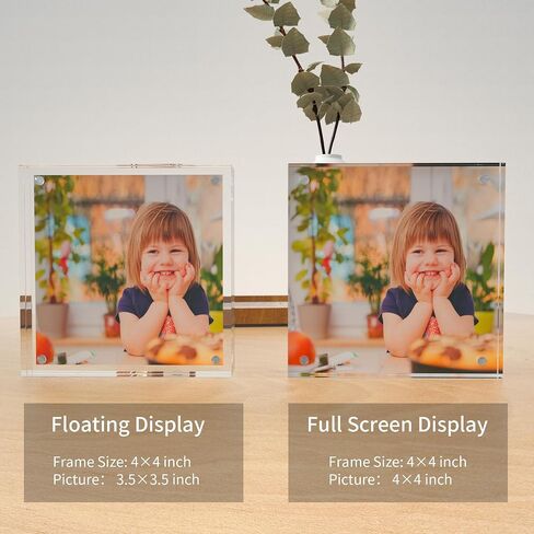 Acrylic Photo Frames 3.5x5 Double Side Magnets Picture Frame, Magnetic Picture Frames for 3x4, 3x5, 3.5x4.5 photo, 10 + 10MM Thickness 1Pack in Kuwait
